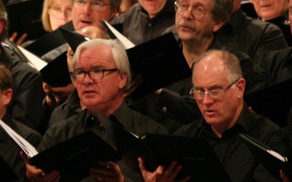 Peter Johnstone (left) singing in the Bach choir - Peter Johnstone 