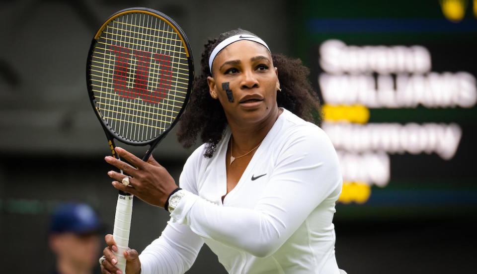 Serena Williams in her first round match at Wimbledon at All England Lawn Tennis and Croquet Club on June 28, 2022.  / Credit: Robert Prange / Getty Images