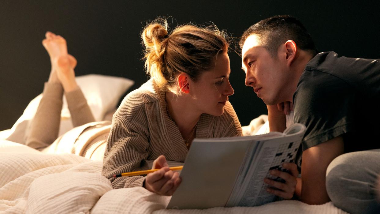Kristen Stewart and Steven Yeun star in the genre-bending post-apocalyptic romance "Love Me."