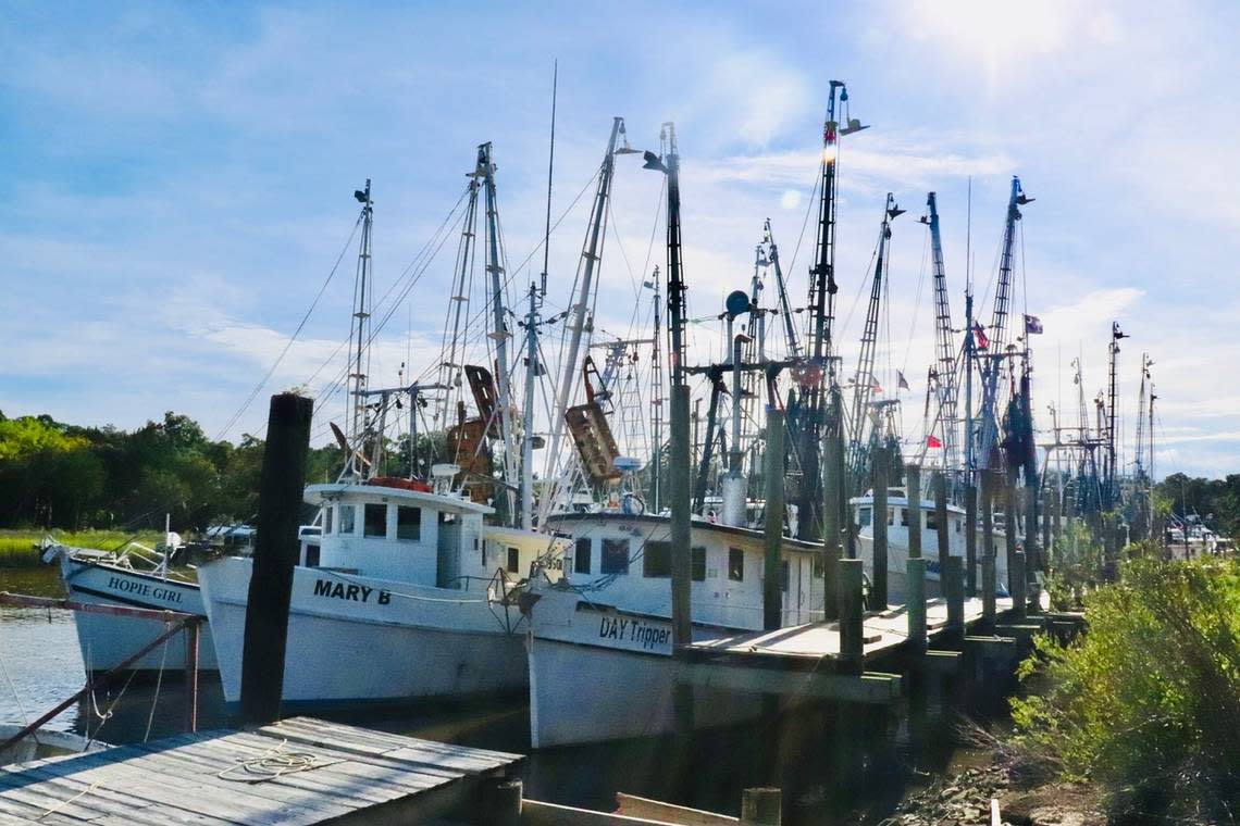 The shrimp fleet is tied up for the day at the docks in downtown McClellanville. This picturesque little Lowcountry village has been home to seafood companies and fishermen for generations and is a place where you can still get wonderful, fresh seafood every day.