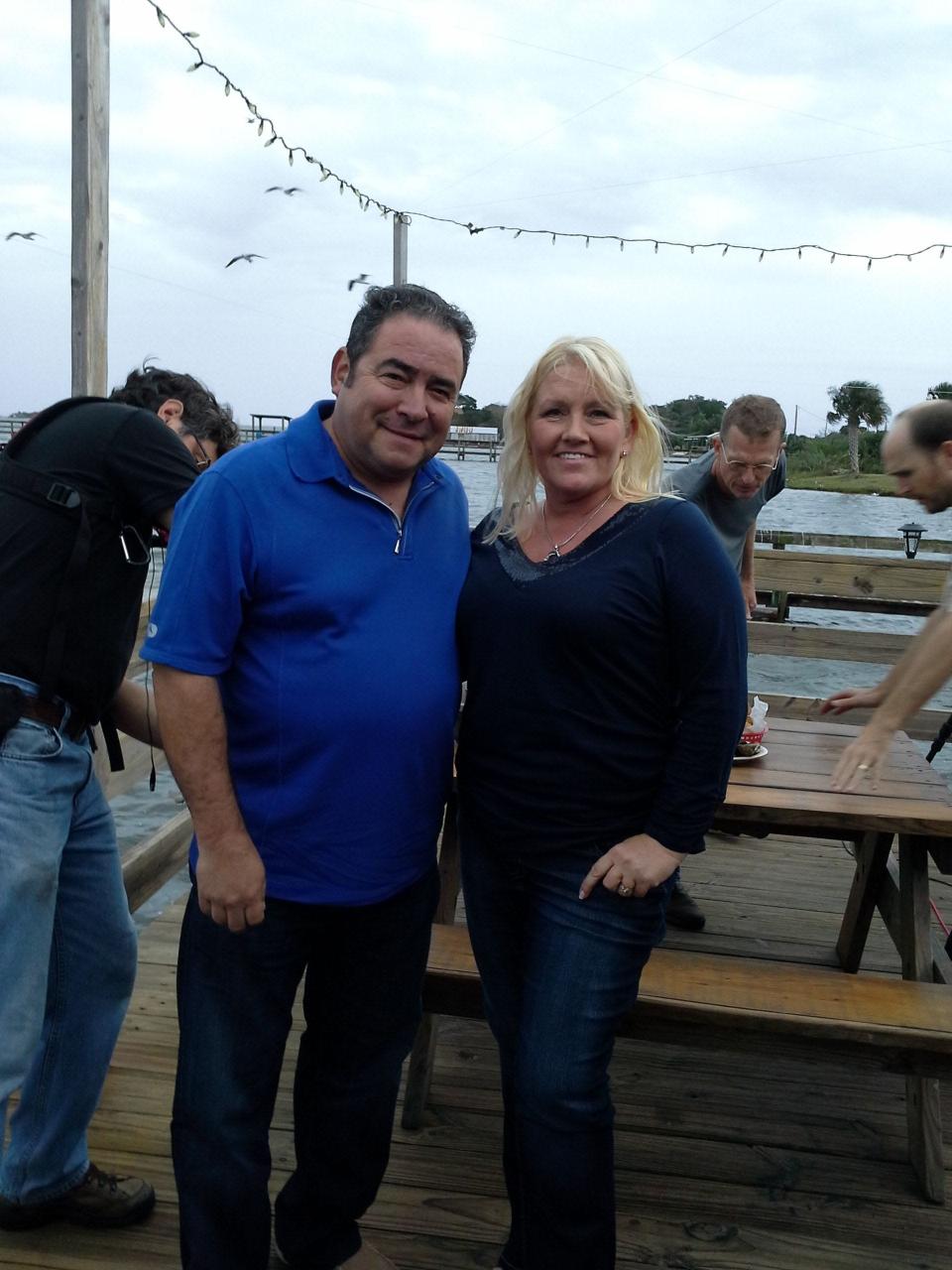 Celebrity chef Emeril Lagasse takes time out from a shoot at Goodrich’s Seafood Restaurant & Oyster House in Oak Hill, Florida, to pose with Goodrich’s owner Karyn McNamara. The Food Network star was filming for his show, "Emeril's Florida."