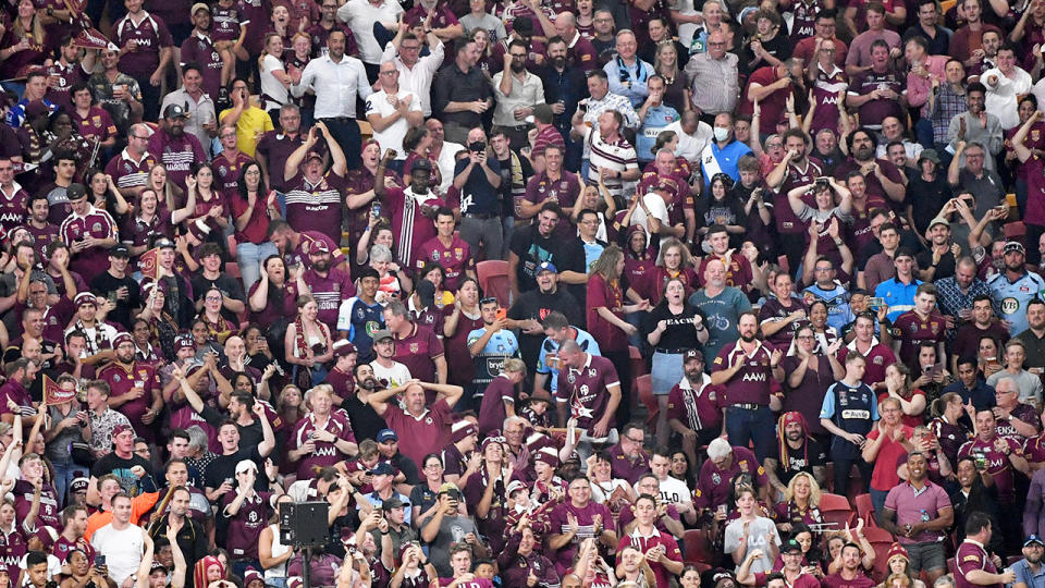 Fans, pictured here packing Suncorp Stadium for Game 3 of the 2020 State of Origin series.