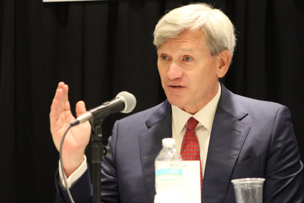 Incoming Louisiana Insurance Commissioner Tim Temple speaks at the Public Affairs Research Council of Louisiana candidate's forum April 27, 2023, at the Crowne Plaza Hotel in Baton Rouge.