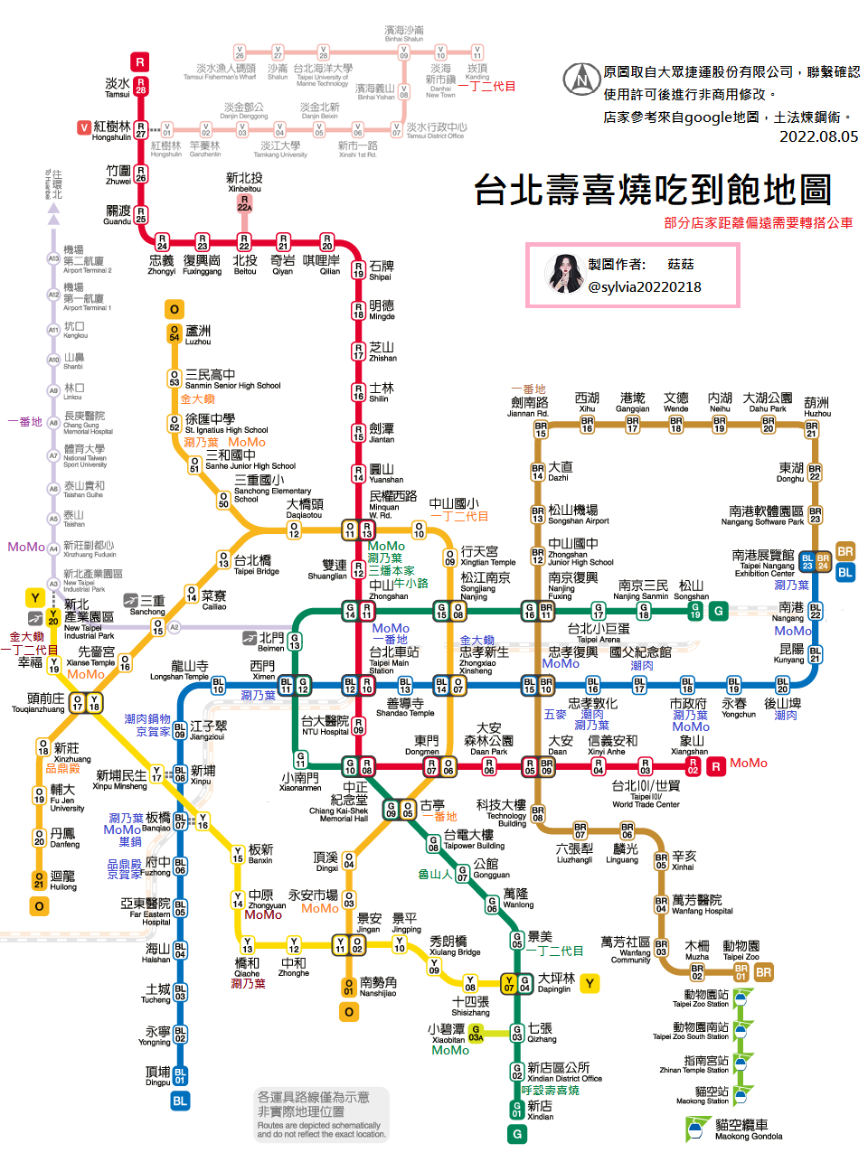 有網友整理出9大「台北捷運美食地圖」。（圖片來源：作者提供）
