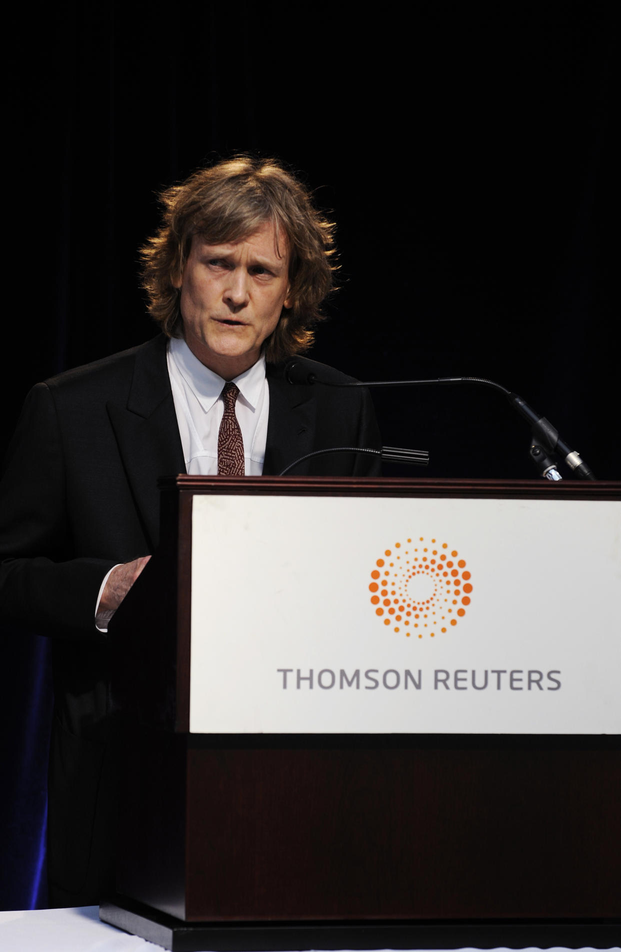 Thomson Reuters Chairman David Thomson speaks at the company's annual general meeting for shareholders 