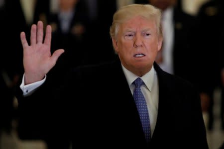 FILE PHOTO: U.S. President Donald Trump departs following a Congressional Gold Medal ceremony for former Senator Bob Dole at the U.S. Capitol in Washington, U.S., January 17, 2018. REUTERS/Aaron P. Bernstein