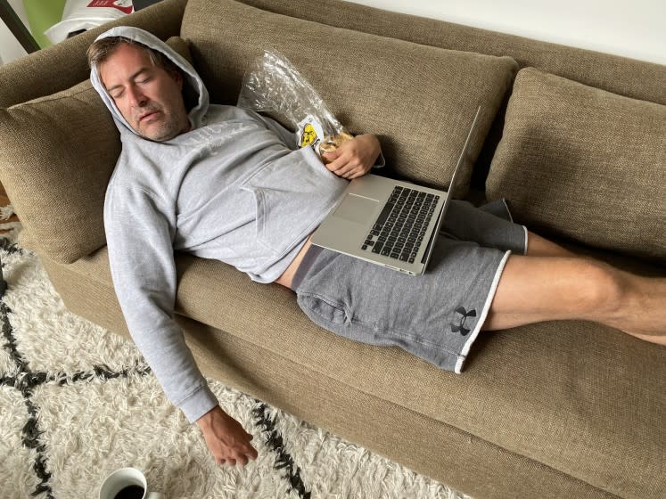 Selfie of actor Mark Duplass sheltering in place during the Covid-19 pandemic. Duplass was recently nominated for an Emmy for supporting actor for his role on "The Morning Show" on Apple TV.