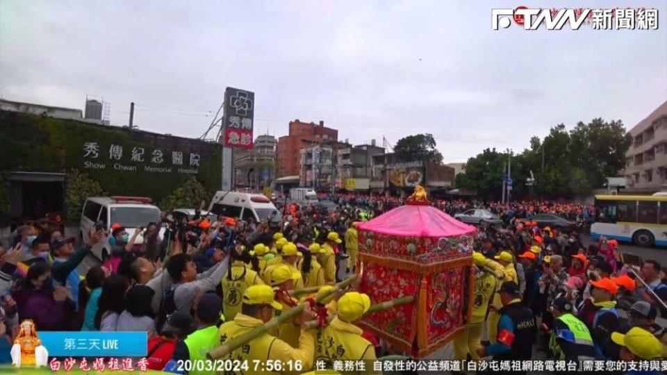 白沙屯媽祖聖駕停駐彰化市秀傳醫院。（圖／白沙屯媽祖網路電視台）