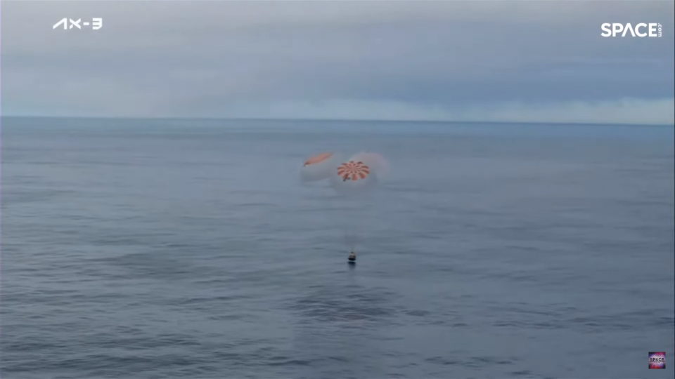 SpaceX Crew Dragon Freedom capsule splashes down in Atlantic Ocean on Feb. 9, 2024.