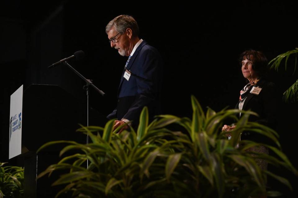 Conrad and Ruth Ann Szymanski were honored for their work forming Manatee County’s first Community Partnership School with the Leadership Spirit Award at the 2023 Manatee Community Foundation’s Spirit of Manatee Awards luncheon at the Bradenton Area Convention Center in Palmetto on Wednesday, March, 29, 2023.