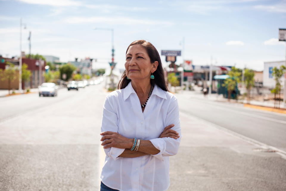 Deb Haaland poses for a portrait in a Nob Hill Neighborhood in Albuquerque, N.M., on June 4, 2018. Haaland, a tribal member of Laguna Pueblo, is aiming to become the first Native American woman in Congress.