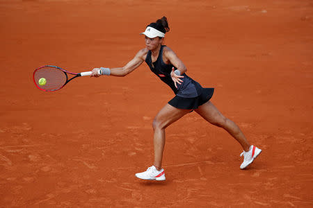 Tennis - French Open - Roland Garros, Paris, France - May 27, 2018 China's Qiang Wang in action during her first round match against Venus Williams of the U.S. REUTERS/Christian Hartmann