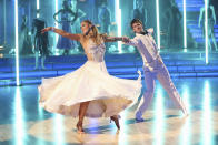 DANCING WITH THE STARS - "Episode 1605" - Nine remaining couples hit the dance floor and faced an exciting new challenge MONDAY, APRIL 15 (8:00-10:01 p.m., ET). In another first for "Dancing with the Stars," a new twist called "Len's Side By Side Challenge" tasked each couple to perform a portion of their individual dance alongside a pro dance couple. (ABC/Adam Taylor) EMMA SLATER, TRISTAN MACMANUS