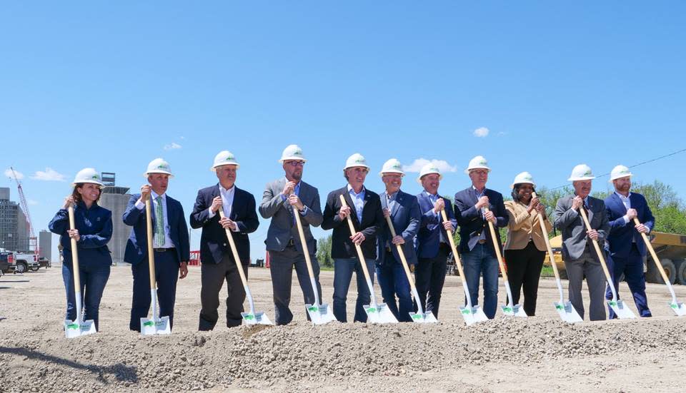 Members from ND state government, ADM, and Marathon Petroleum break ground on the new plant that will be operational by 2023.