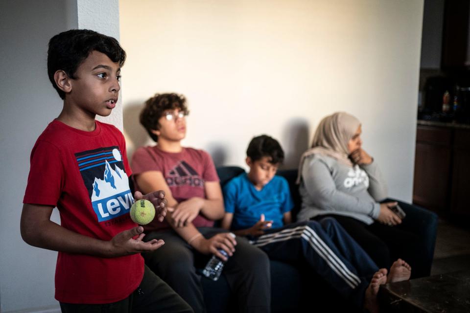 The family of Yaser Betar at their home in Denton, Texas. From left is Yousef, 9, Ammar, 12, Ahmed, 11, and Betar's wife, Nisreen Betar.