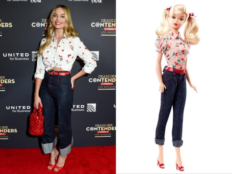 Margot Robbie at the Deadline Contenders Film: Los Angeles event vs Cherry Pie Picnic Barbie Doll.