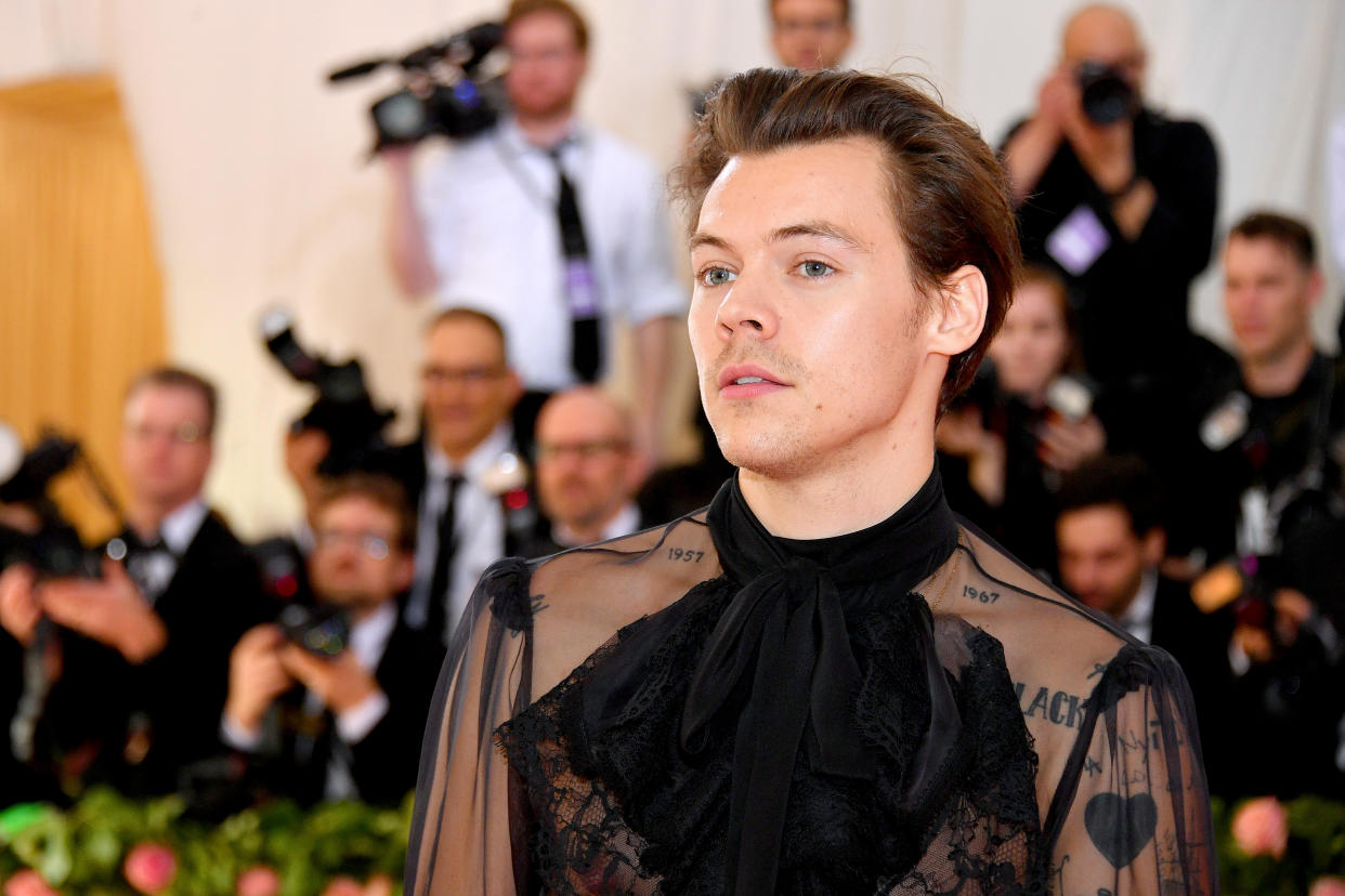 NEW YORK, NEW YORK - MAY 06: Harry Styles attends The 2019 Met Gala Celebrating Camp: Notes on Fashion at Metropolitan Museum of Art on May 06, 2019 in New York City. (Photo by Dia Dipasupil/FilmMagic)