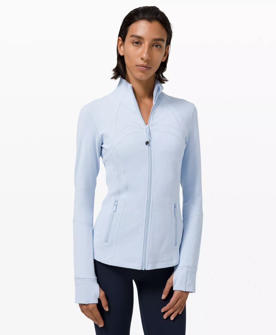 Lululemon Define Jacket in Blue Linen (Photo via Lululemon)