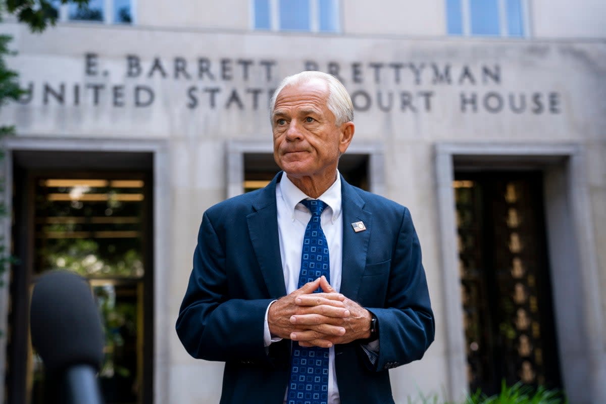 Former Trump administration trade adviser Peter Navarro outside the US Federal District Court in Washington, DC, on 15 July 2022 (EPA)