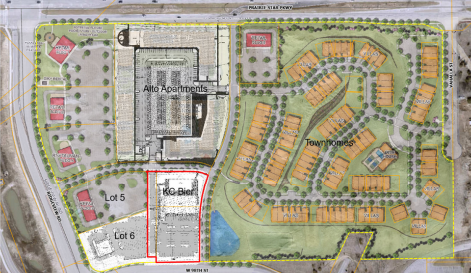 The Vista Village development plan includes town homes, restaurants, and a potential brewery. Lenexa Planning Commission