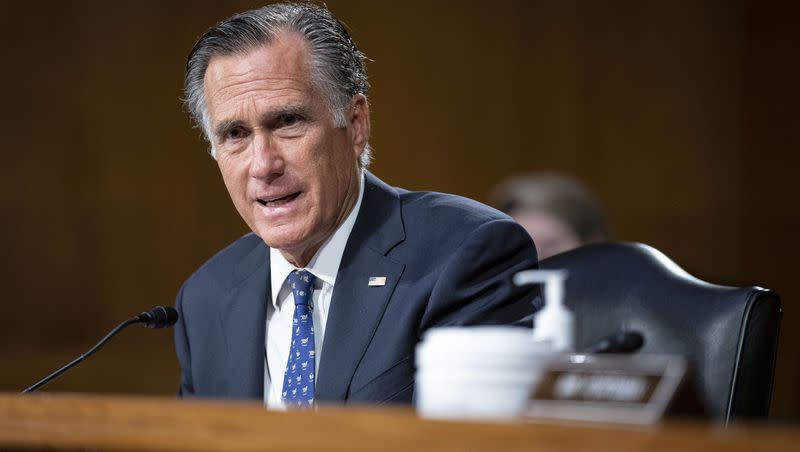 Sen. Mitt Romney, R-Utah, speaks during a Senate Foreign Relations committee hearing on the fiscal year 2023 budget in Washington on April 26, 2022. Romney has joined legislation that would limit the IRS from being used as a political tool.