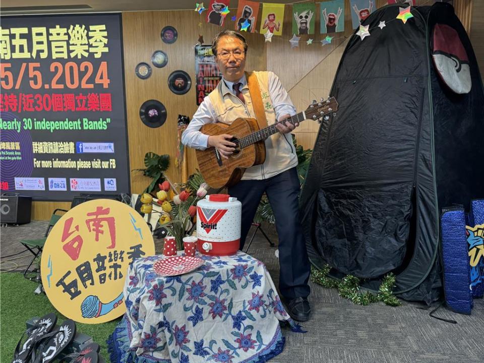 台南市長黃偉哲今天（25日）下午出席台南五月音樂季活動，歡迎大家5月4日、5日來台南體驗多元音樂。（曹婷婷攝）