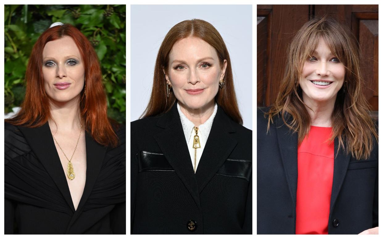 The power reds: Karen Elson, Julianne Moore and Carla Bruni - Getty Images