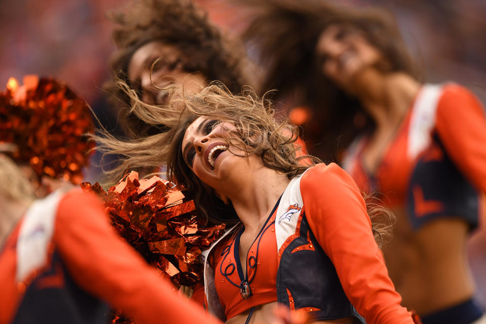 <p>Denver Broncos cheerleaders perform in the second quarter against the Cincinnati Bengals. The Denver Broncos hosted the Cincinnati Bengals at Sports Authority Field at Mile High in Denver, Colorado on Sunday, November 19, 2017. (Photo by John Leyba/The Denver Post) </p>