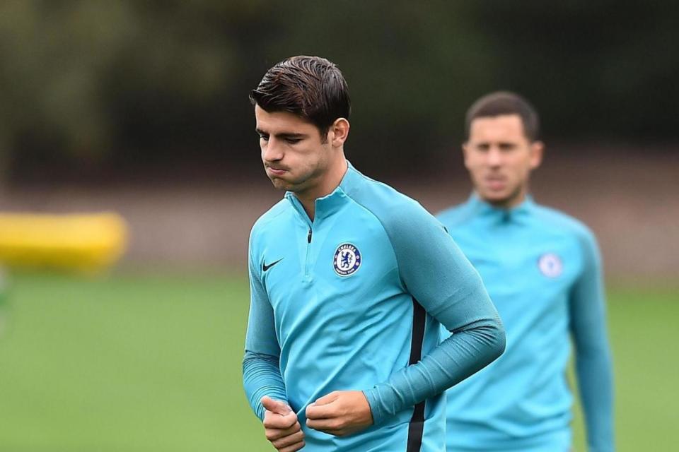 Morata joined his Chelsea team-mates in training this morning (AFP/Getty Images)