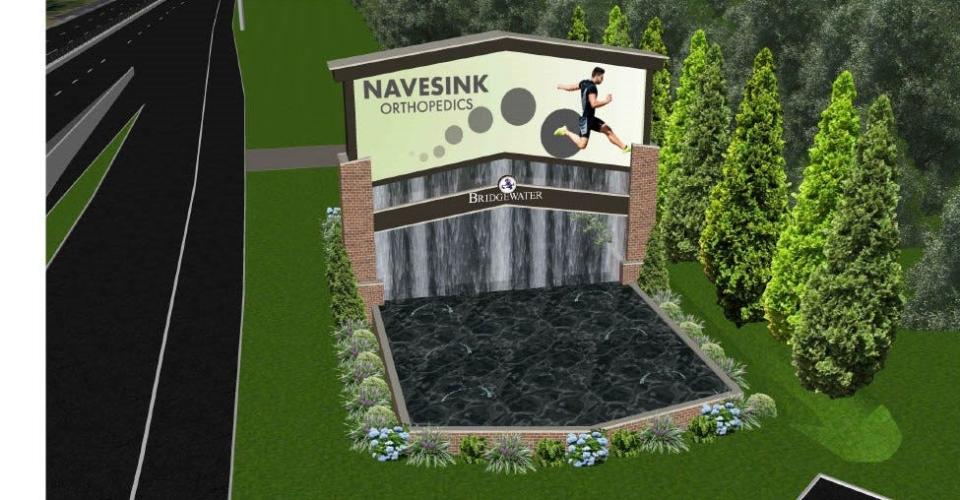An architectural rendering of the monument sign proposed for northbound Route 202-206 just north of the Time to Eat Diner.