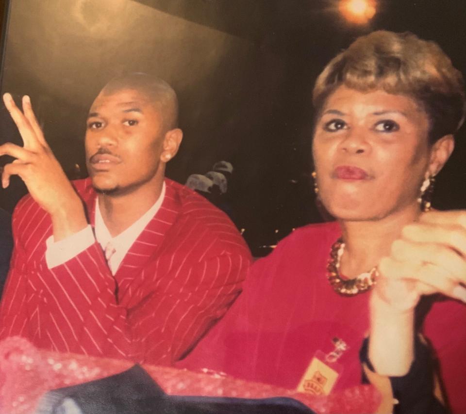Jalen Rose with his mom, Jeanne Rose, during the NBA Draft.