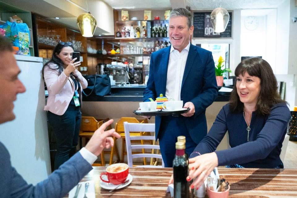 Labour Party leader Sir Keir Starmer, shadow chancellor Rachel Reeves and Hove MP Peter Kyle (Stefan Rousseau/PA) (PA Wire)