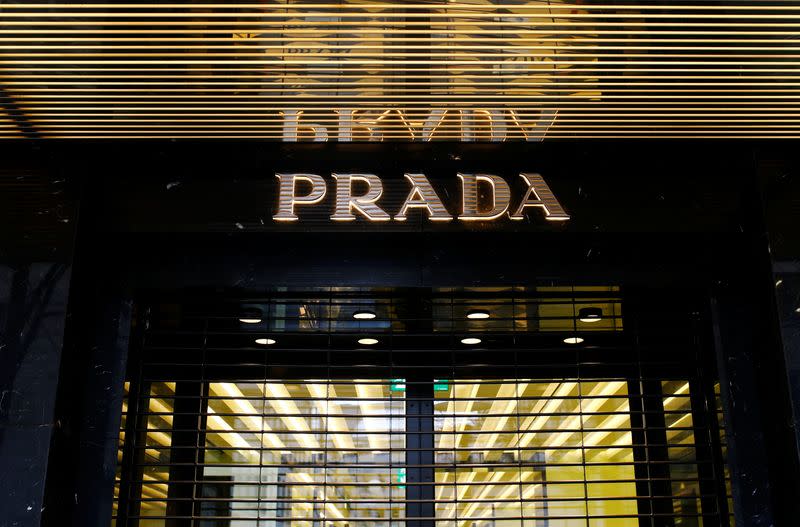 FILE PHOTO: The company's logo is seen at a Prada store in Zurich