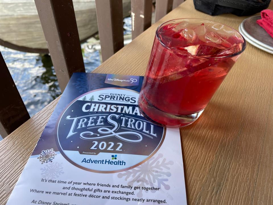 red holiday cocktail from jock lindsay's in disney springs