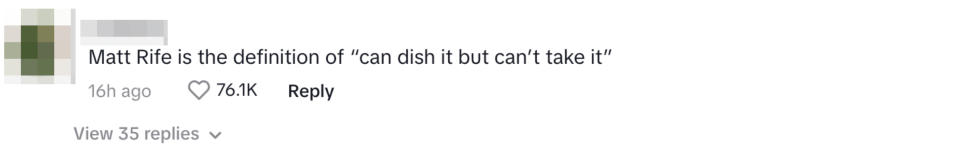 "Matt Rife is the definition of 'can dish it but can't take it'"