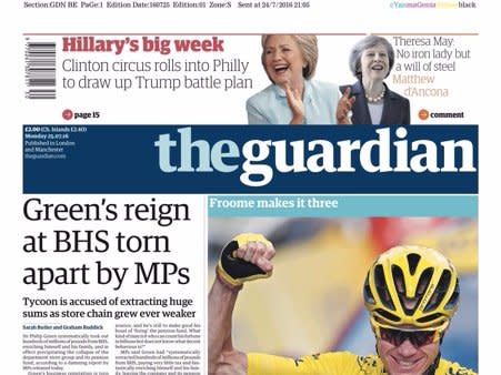 Guardian front page