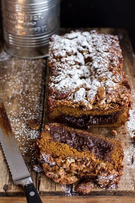 Molten Chocolate Pumpkin And Oatmeal Streusel Bread