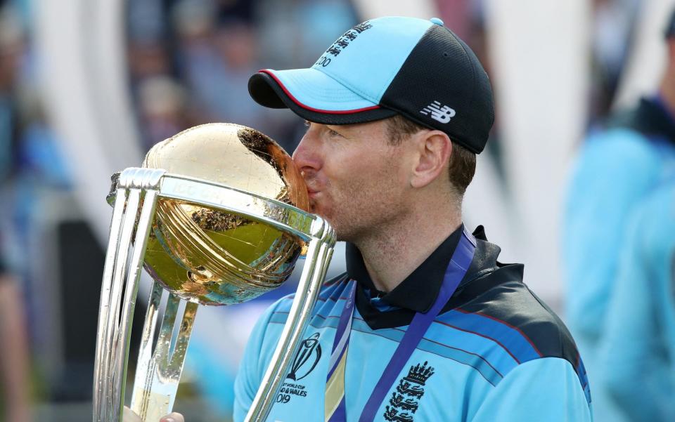  New Zealand v England - Lord's, London, Britain - July 14, 2019 England's Eoin Morgan celebrates winning the world cup with the trophy - Eoin Morgan ripped up the rule book and transformed English cricket forever - ACTION IMAGES