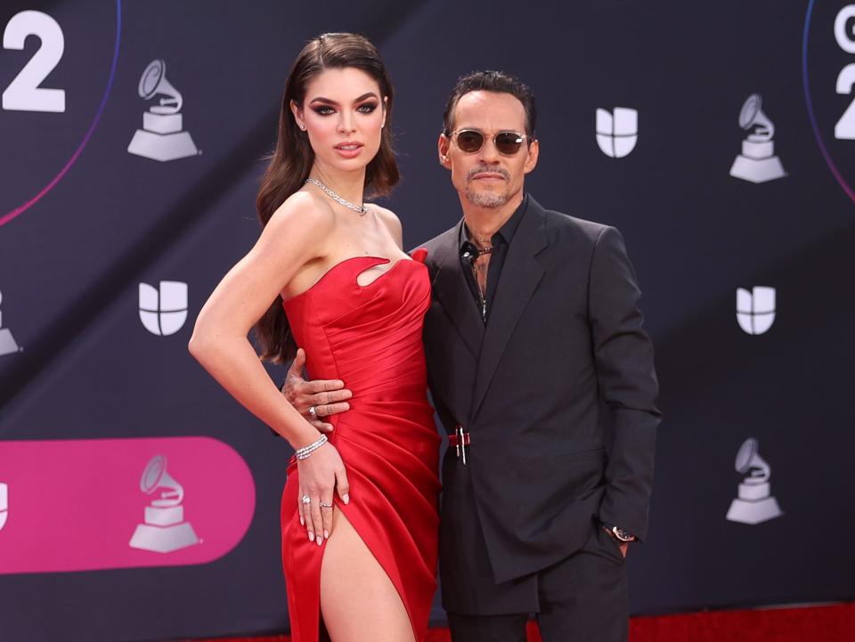 Nadia Ferreira and Marc Anthony at the 2022 Latin Grammy Awards.