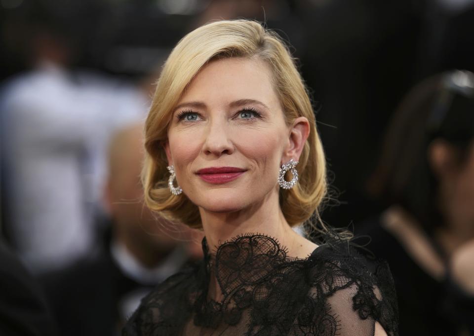 Actress Cate Blanchett arrives at the 71st annual Golden Globe Awards in Beverly Hills