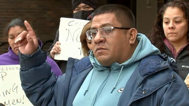 PHOTO: Baltazar Enriquez, president of the Little Village Community Council, speaks outside the Chicago Police Department's 4th District headquarters, March 22, 2023. (WLS)