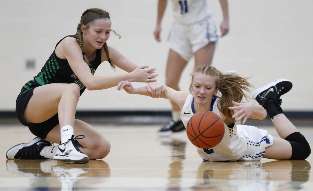 Senior point guard Macy Chapman (right) leads Bradley's offense and defense, and coach Steve De Dent calls her "the best defender in central Ohio." She averaged 17.3 points, 7.3 rebounds, 2.2 assists and 4.6 steals through 14 games.