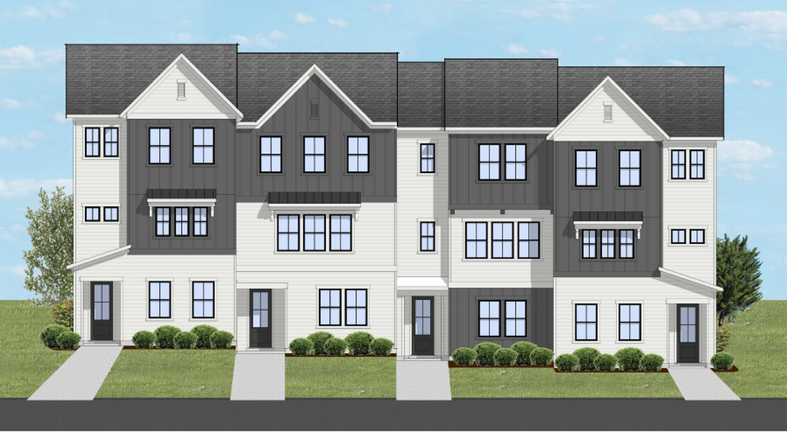 A rendering of a new townhome community called Twinleaf Townes planned for a 8.5-acre lot of land of along Crescent Drive. It was recently bought by Tri Pointe Homes for around $5.9 million.
