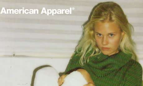 <div class="caption-credit"> Photo by: American Apparel</div><b>Models who look too young</b>: In April, a <a href="http://shine.yahoo.com/fashion/uk-bans-american-apparel-ad-pornographic-just-graphic-165900206.html" data-ylk="slk:largely topless catalog;elm:context_link;itc:0;sec:content-canvas;outcm:mb_qualified_link;_E:mb_qualified_link;ct:story;" class="link  yahoo-link">largely topless catalog</a> had the company in the crossfires of the U.K's Advertising Standards Authority. Then in December, the government agency took offense to a new campaign <a href="http://www.guardian.co.uk/media/2012/dec/12/american-apparel-ad-banned-asa" rel="nofollow noopener" target="_blank" data-ylk="slk:which they claim;elm:context_link;itc:0;sec:content-canvas" class="link ">which they claim</a> sexualizes a young-looking (though over 18) model.