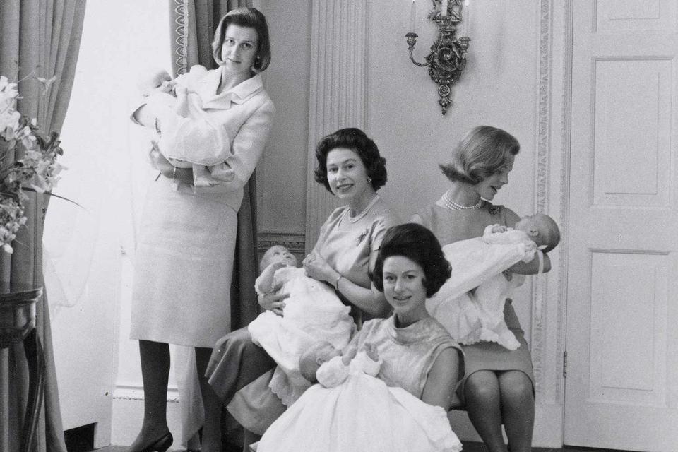 <p>Snowdon/Camera Press/Royal Collection Trust</p> Queen Elizabeth and Princess Margaret (center) in a photo by Antony Armstrong-Jones in 1964.