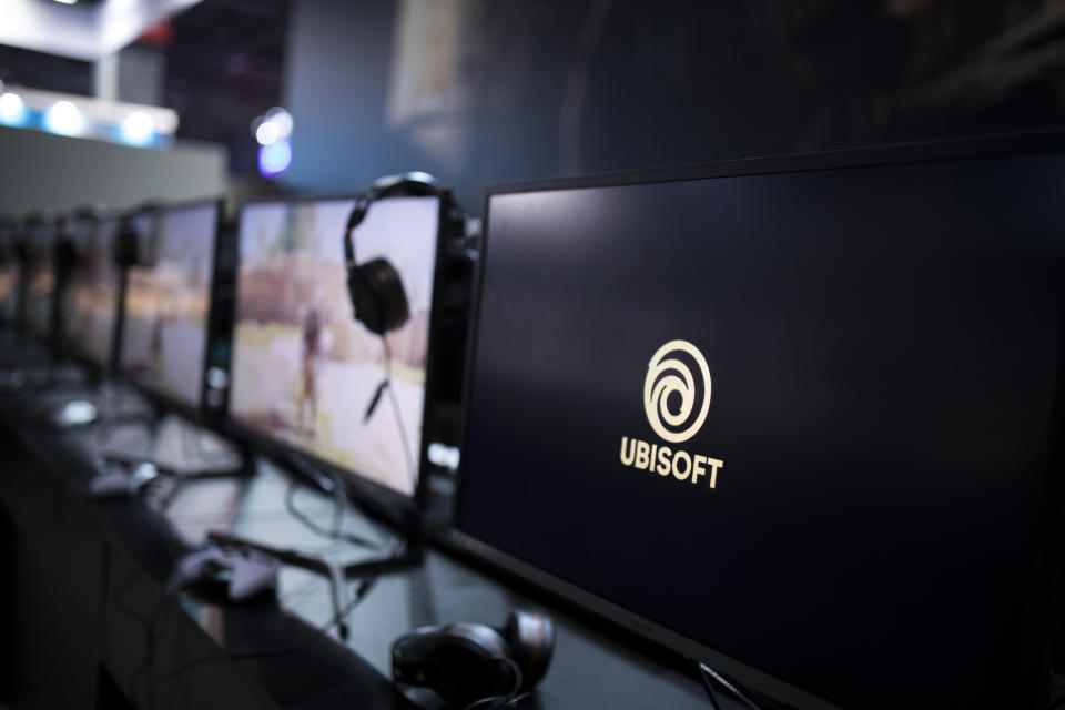 This Nov.3 2017 file photo shows the logo Ubisoft on a computer screen at the Paris Games Week in Paris. French gaming giant Ubisoft is parting ways with its creative director and two other executives following an internal investigation of misconduct and media reports of sexual harassment. (AP Photo/Kamil Zihnioglu, File)