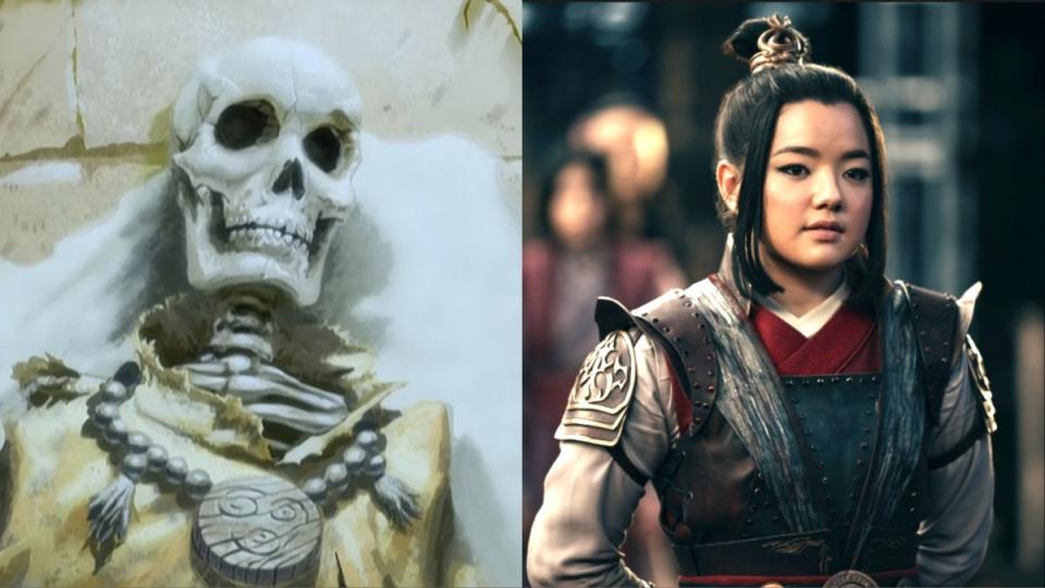 Southern Air Temple destruction and Azula from live action Avatar the Airbender Netflix Series