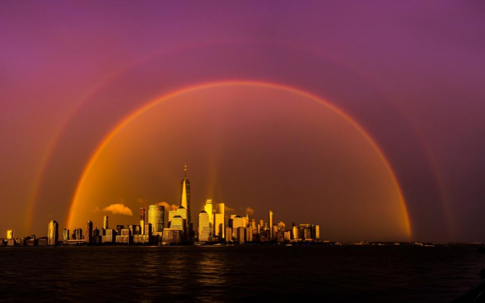 Thunderstorms gave way to a double rainbow - Credit: Jennifer Khordi /Caters News Agency