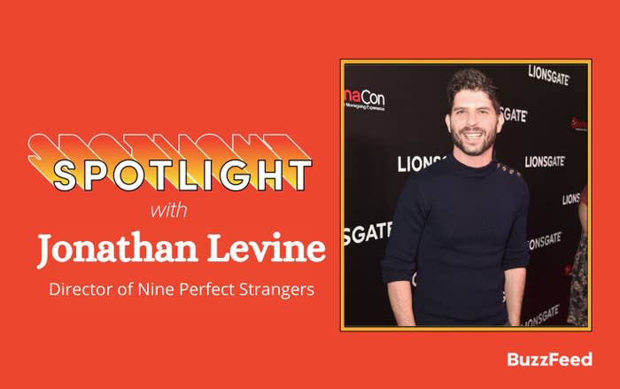 Spotlight with Jonathan Levine with a photo of Jonathan at a premiere on the right