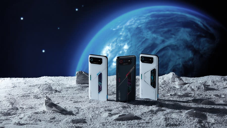 ROG Phone 6系列採前衛宇宙風設計，富含太空、星雲等概念，引領業界電競美學，帶來遊戲、動漫、 圖/華碩ROG